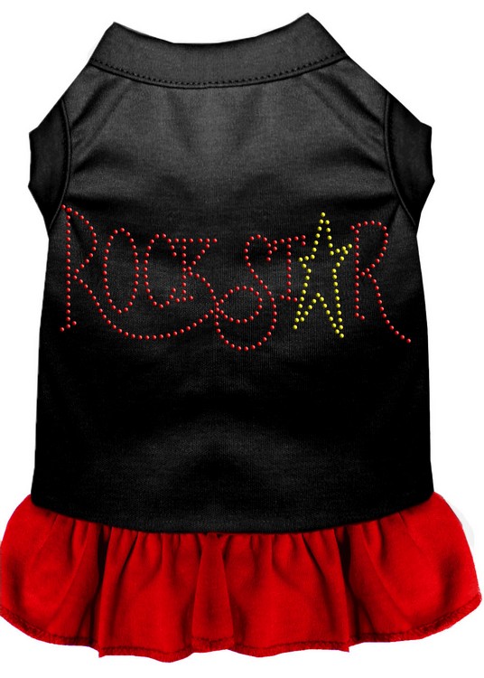 Rhinestone RockStar Dress Black with Red Med